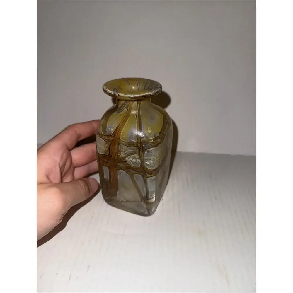 Rare Vtg Mid Cntury Mdina 70s Art Glass Bottle Mdg Vase Earthtones Vicente Boffo